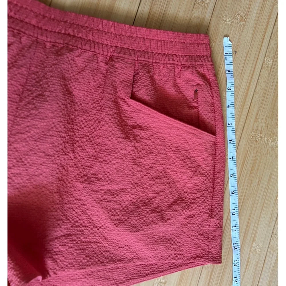 Prana Shorts Size M Coral Pink Seersucker Recycled Material Hiking Casual Travel
